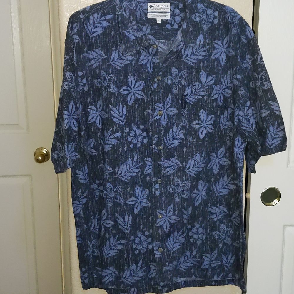 Men's Columbia Hawaiian Tropical Print Button Up Shirt 100% Cotton